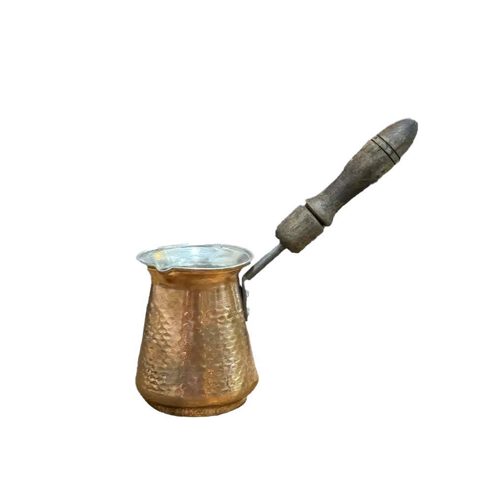 قهوه جوش جزوه ۲ کاپ مسی دسته چوبی